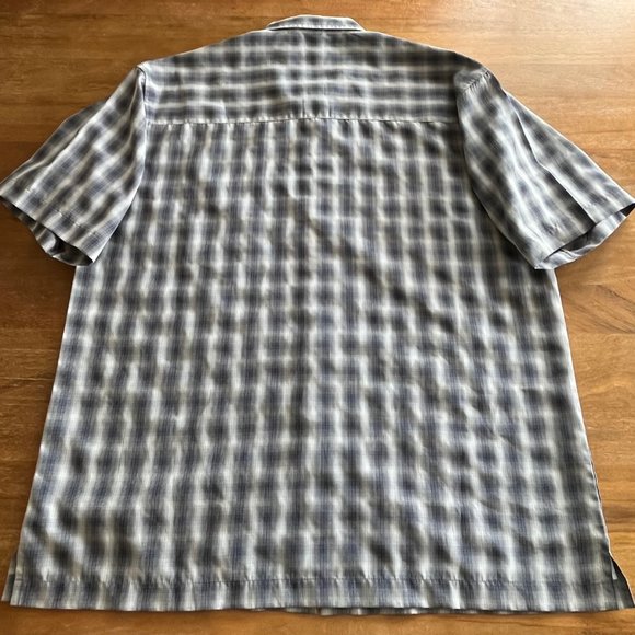 Vintage‎ Men’s Pineapple Connection Medium Hawaiian Shirt Blue Plaid Rayon Blend - Picture 5 of 7